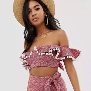 Asos Pom Pom frill crop top